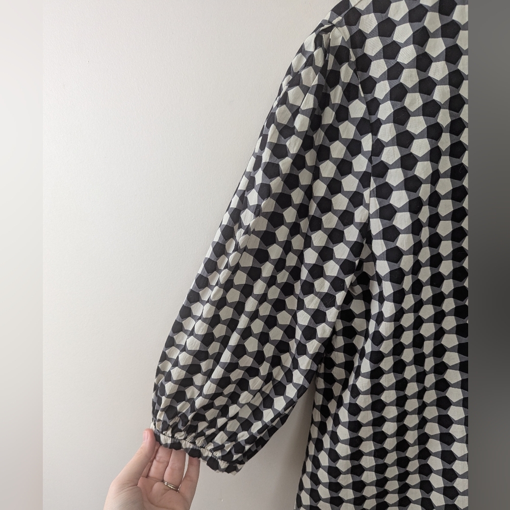 Bryn Walker Lucinda Organic Cotton Poplin Checkered Print‎ Top - Picture 3 of 12
